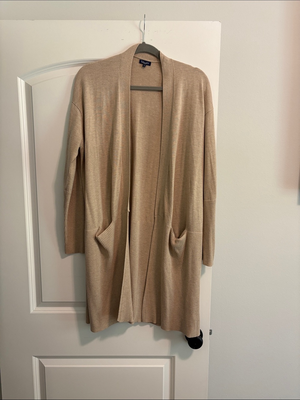Splendid Beige Open-Front Long Cardigan